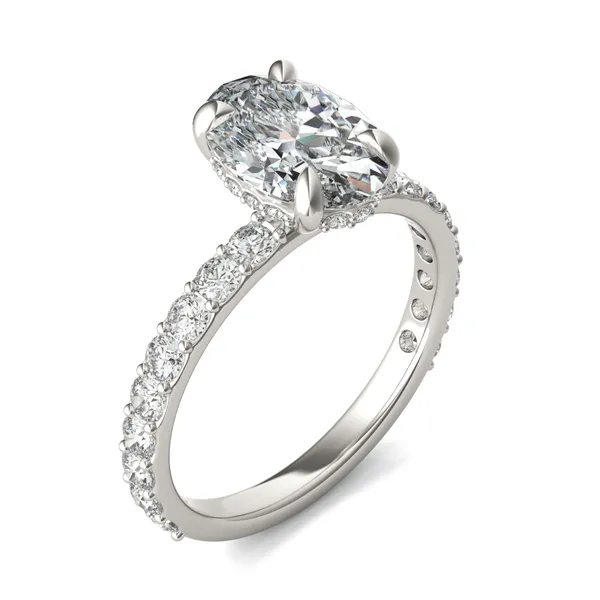 Oval Custom Hidden Halo Bold 3/4 Eternity Engagement Ring Setting